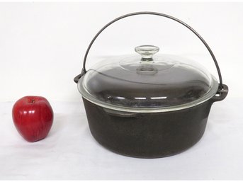 Wagner Ware 1891 Cast Iron 5 Quart Dutch Oven W/Glass Lid