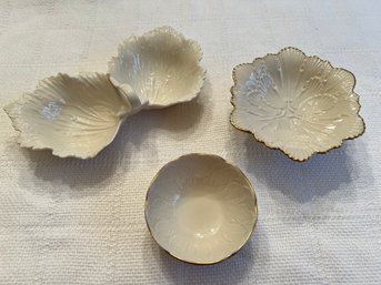 Trio Of Lenox Porcelain Leaf Form Dishes