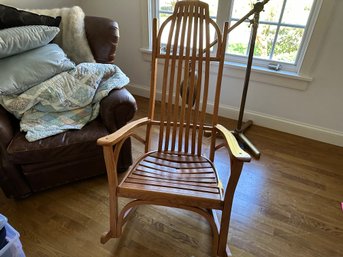 Vintage Oak Wood Adirondack Arts & Crafts Rocker Rocking Chair