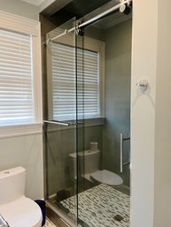A Barn Door Style Sliding Shower Glass Door - Bath 2C