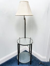 A Modern Metal And Glass Lamp/Table Combo