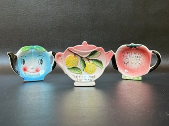 Vintage Kitsch: Three Anthropomorphic Tea Bag Holders, Made In Japan