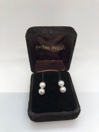 Cultured Pearls/14 Kt White Gold/clip Onsoriginal Jordan Marsh Box