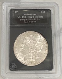 Authenticated VG Collector's Edition Morgan Silver Dollar 1903