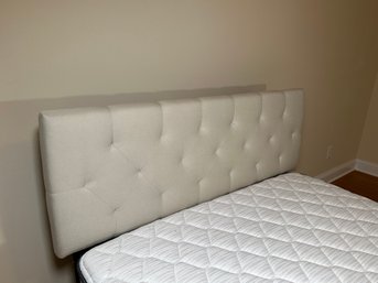 Full Bed With Tufted Fabric Headboard & Beauty Rest Mattress