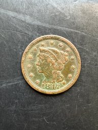 1847 Liberty Head Large Cent Coin