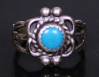 Tiny Child's Ring Native American Indian Turquoise Ring Size 1