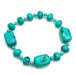 Beautiful Turquoise Color Beaded Stretchy Bracelet