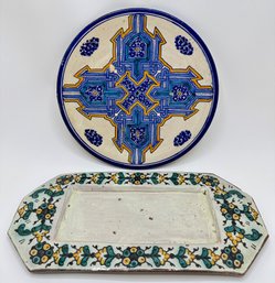 Antique Hand Made Moroccan Decorative Tray & Plate, Signed