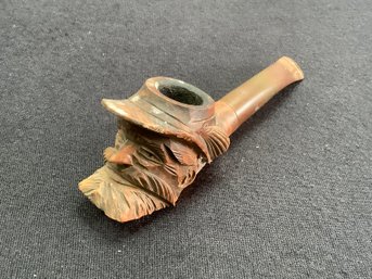 Captains Head Carved Wood Smoking Pipe