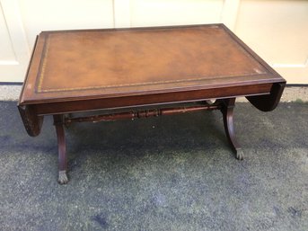 Leather Top Drop Leaf Coffee Table