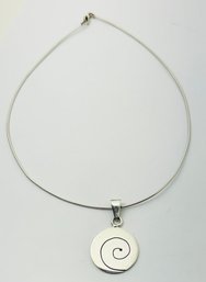 STERLING SILVER CABLE NECKLACE WITH SWIRL PENDANT