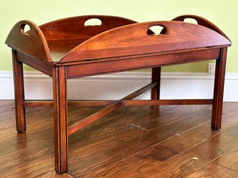 A Vintage Mahogany Butler's Tray Top Coffee Table By Old Towne Furniture