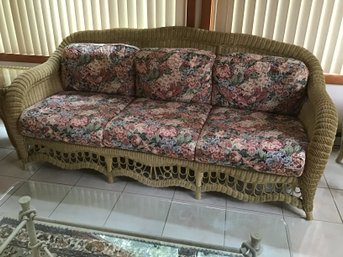 Ethan Allen Wicker Floral Sofa