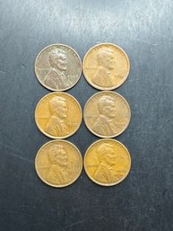 6 Wheat Pennies 1930, 1934, 1935, 1936, 1937, 1939