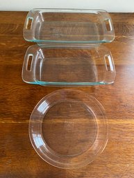 Trio Of Clear Pyrex Baking Dishes