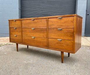 Mid Century Basset Walnut Triple Dresser