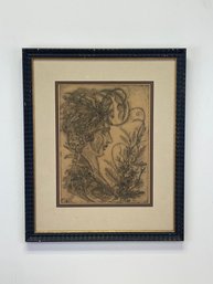 Jules Andre Smith Etching With Einhorn Gallery Label