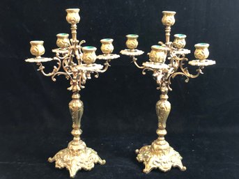 Pair Of Antique Victorian Figural Cast Metal Candelabras