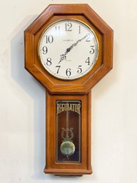 A Vintage Oak Regulator Wall Clock