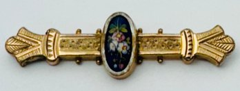 ANTIQUE VICTORIAN GOLD FILLED HAND PAINTED BROOCH