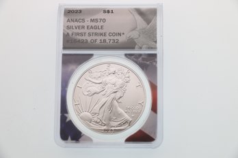 2023 S Anacs Ms70 First Strike $1 Silver Eagle One Ounce Silver Coiw