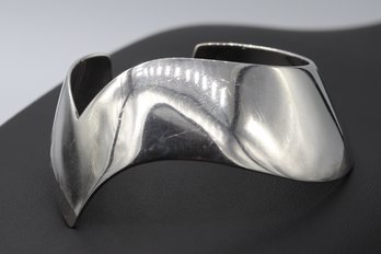 Retro Large Hayner Sterling Silver Curved Cuff Bracelet