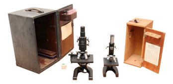 Two Microscopes With Cases And Lens - Spencer 274727 And EME 450 Model 62435