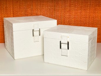 A Pair Of Snakeskin Storage Boxes