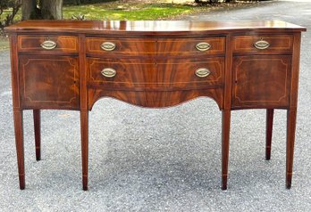 An Antique Banded Mahogany Sheraton Sideboard By Charak Furniture, C. 1930's