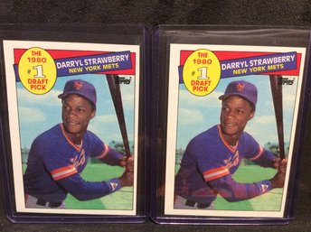 (2) 1985 Topps Darryl Strawberry #1 Draft Pick Cards - K