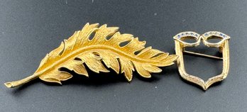 2 Gold Toned Brooches