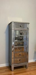 Tall Mercury Mirror And Silver Chest Of Drawers