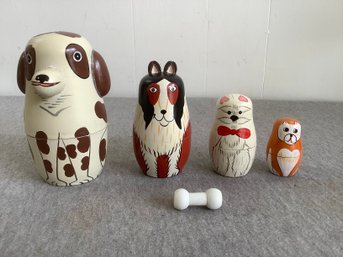 Hand Painted Dog Nesting Dolls