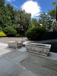 Pair Lovely Cement Garden Planters