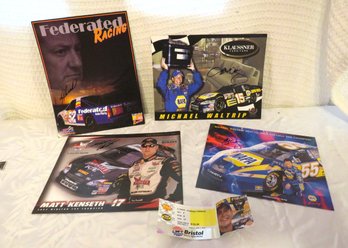 Michael Walthrip Racing Signed Photo Posters With Motor Speedway Ticket