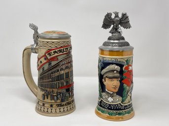 'Early Innings - The Old Ball Parks' Ebbets Field Lidded Stein And A Limited Edition Red Baron German Stein