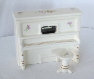 An Upright Player Piano And Stool Ceramic Music Box - In Working Condition