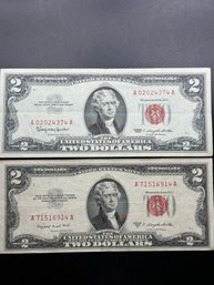 1953-B & 1963 Red Seal $2 Bill