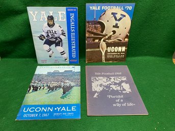Vintage YALE UNIVERSITY Football And Hockey Game Programs And 1968 Yale Banner Portrait Of A Way Of Life.