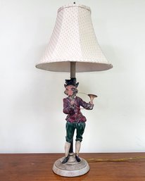 A Whimsical Fox With Hunting Horn Lamp In Style Of Bill Huebbe