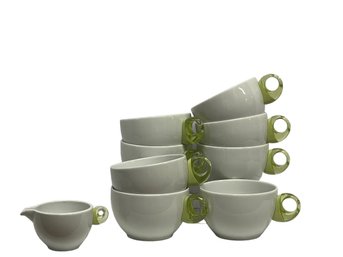 New Set Of 8 Guzzini Spa Italy Cappuccino Cups & 1 Creamer