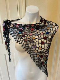 Vintage Crocheted And Beaded Shawl/scarf