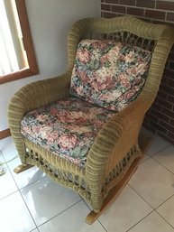 Ethan Allen  Large Wicker Floral Rocker