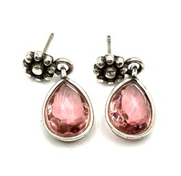 Vintage Sterling Silver Light Pink Dangle Earrings