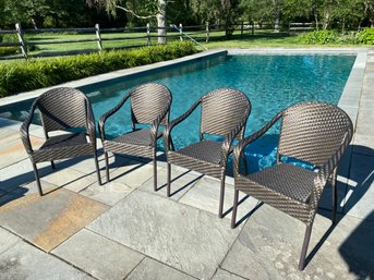 Four Frontgate Synthetic Wicker Chairs 24x34x23 In Excellent Condition