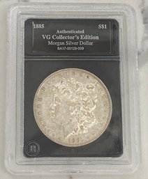 Authenticated VG Collector's Edition Morgan Silver Dollar 1885