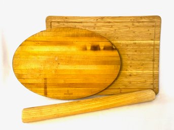 Trio Of Wooden Cutting Boards/kitchen Tools