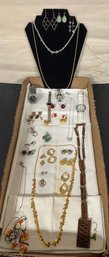 Attractive Collection Of Jewelry Multicolors Lot Necklaces, Ear Rings, Watches, Pins. TA/A4