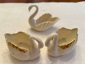 Trio Of Lenox Porcelain Swans